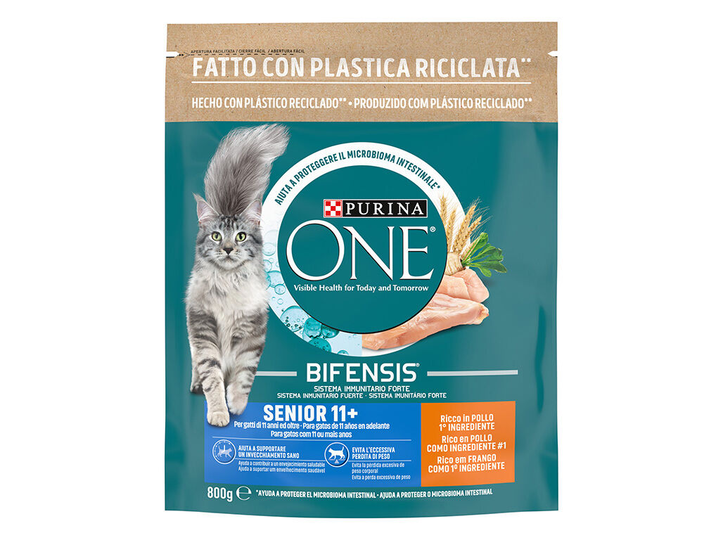 RA&Ccedil;&Atilde;O PARA GATO PURINA ONE SENIOR 11+ COM FRANGO 800G image number 1