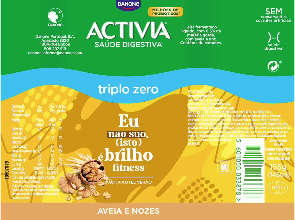 BIFIDUS L&Iacute;QUIDO ACTIVIA AVEIA NOZ 000% 4X155G image number 1
