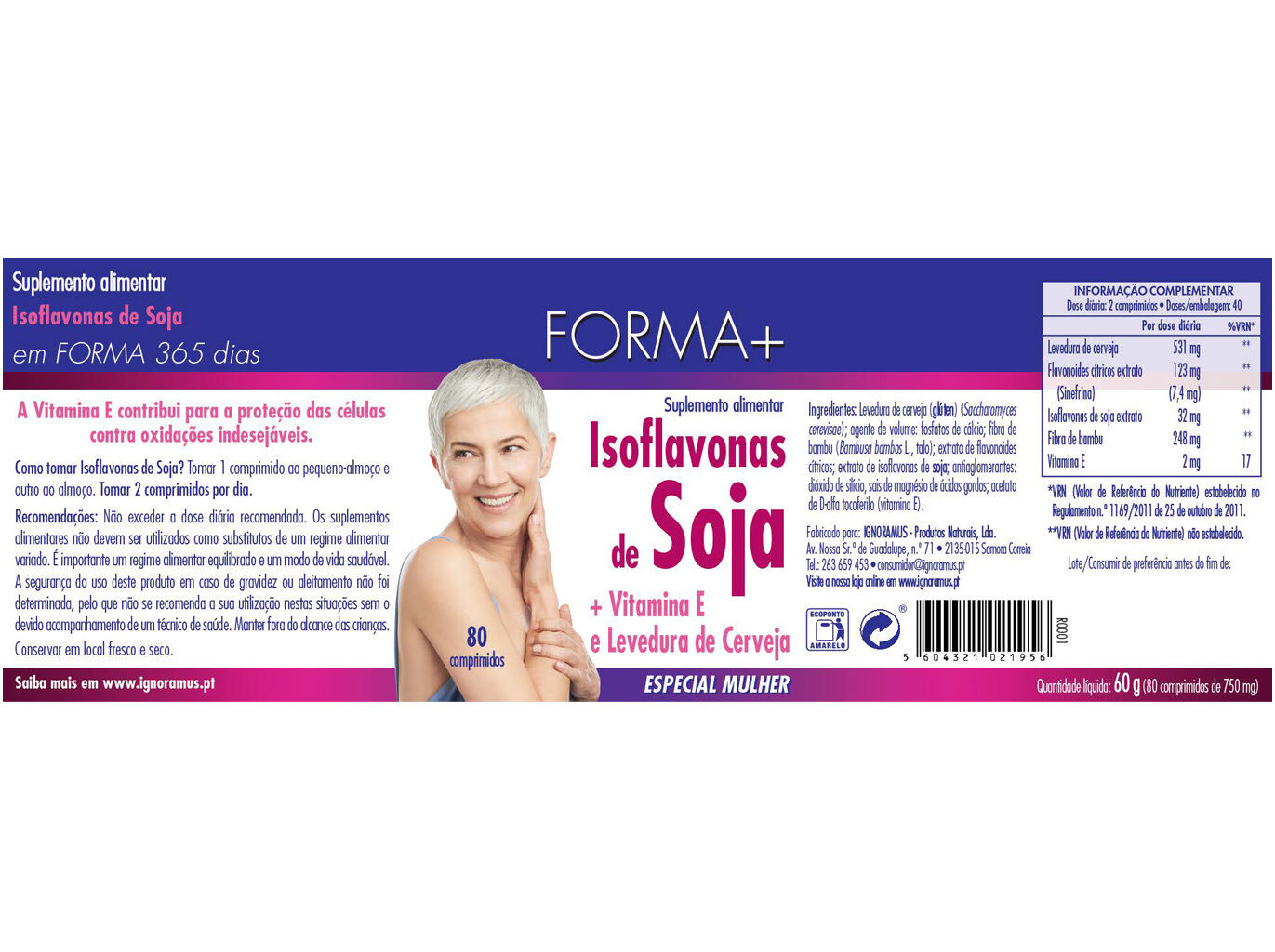 SUPLEMENTO FORMA+ ISOFLAVONAS SOJA 80 COMP image number 1