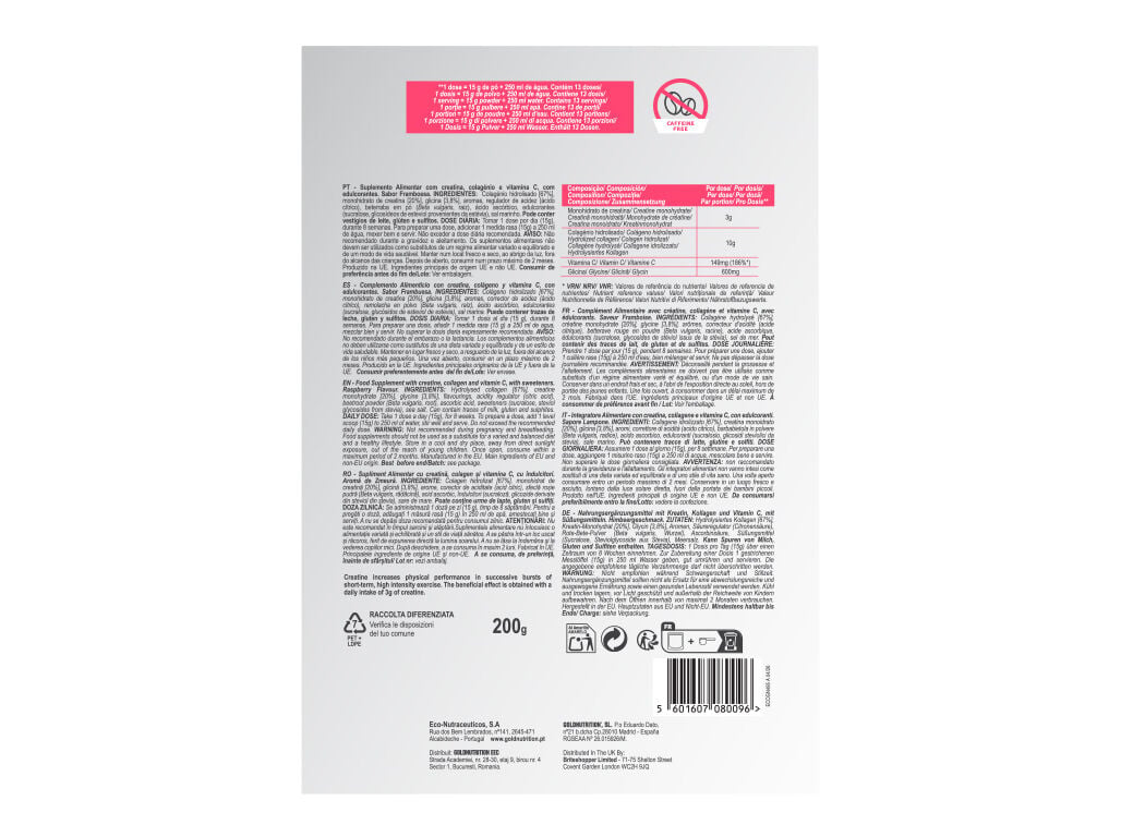 CREATINA + GOLD NUTRITION COLAGENIO FRAMBOESA 200G image number 1