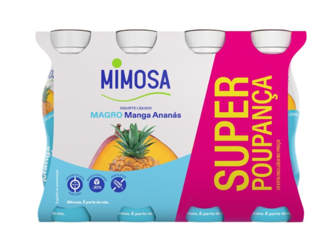 IOGURTE LIQUIDO MAGRO MIMOSA MANGA ANANAS PACK POUPAN&Ccedil;A 8X151ML