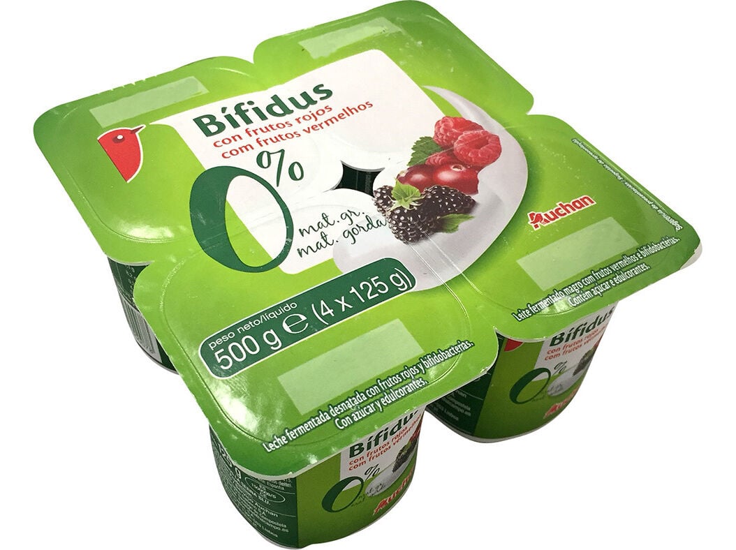 B&Iacute;FIDUS AUCHAN PEDA&Ccedil;OS MAGRO FRUTOS VERMELHOS 4X125G image number 0