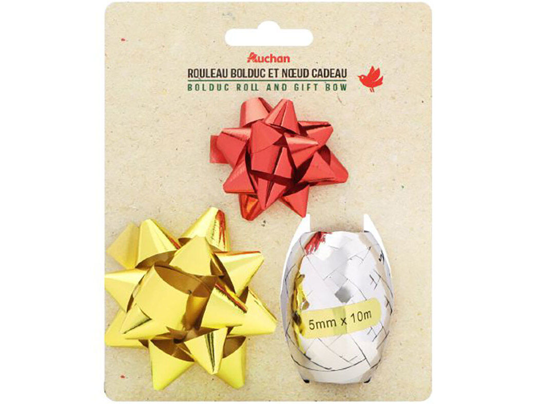 FITA PARA PRESENTES AUCHAN 3 UNIDADES SORTIDO