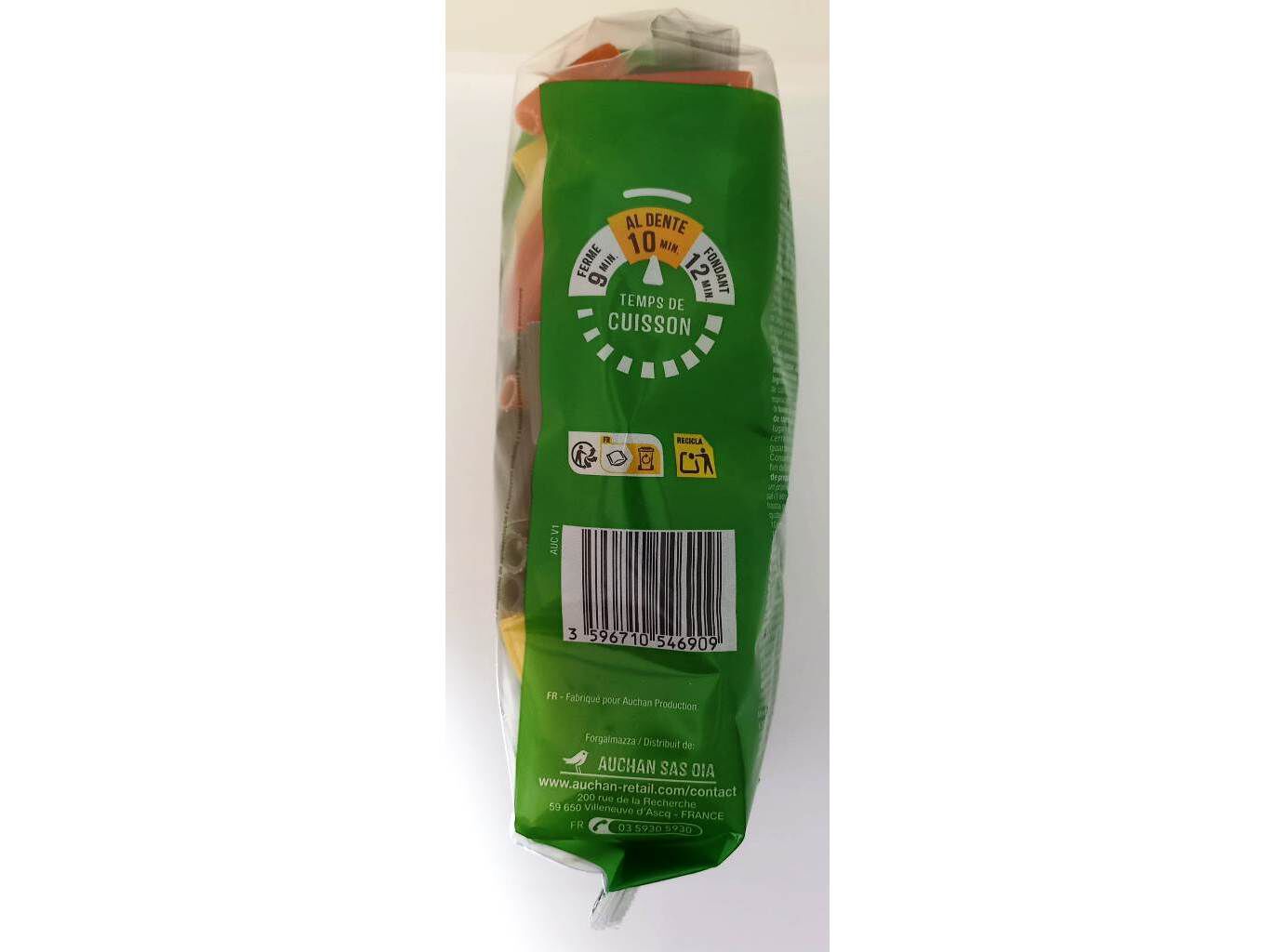 MASSA MACARR&Atilde;O AUCHAN TRICOLOR 500 G image number 2