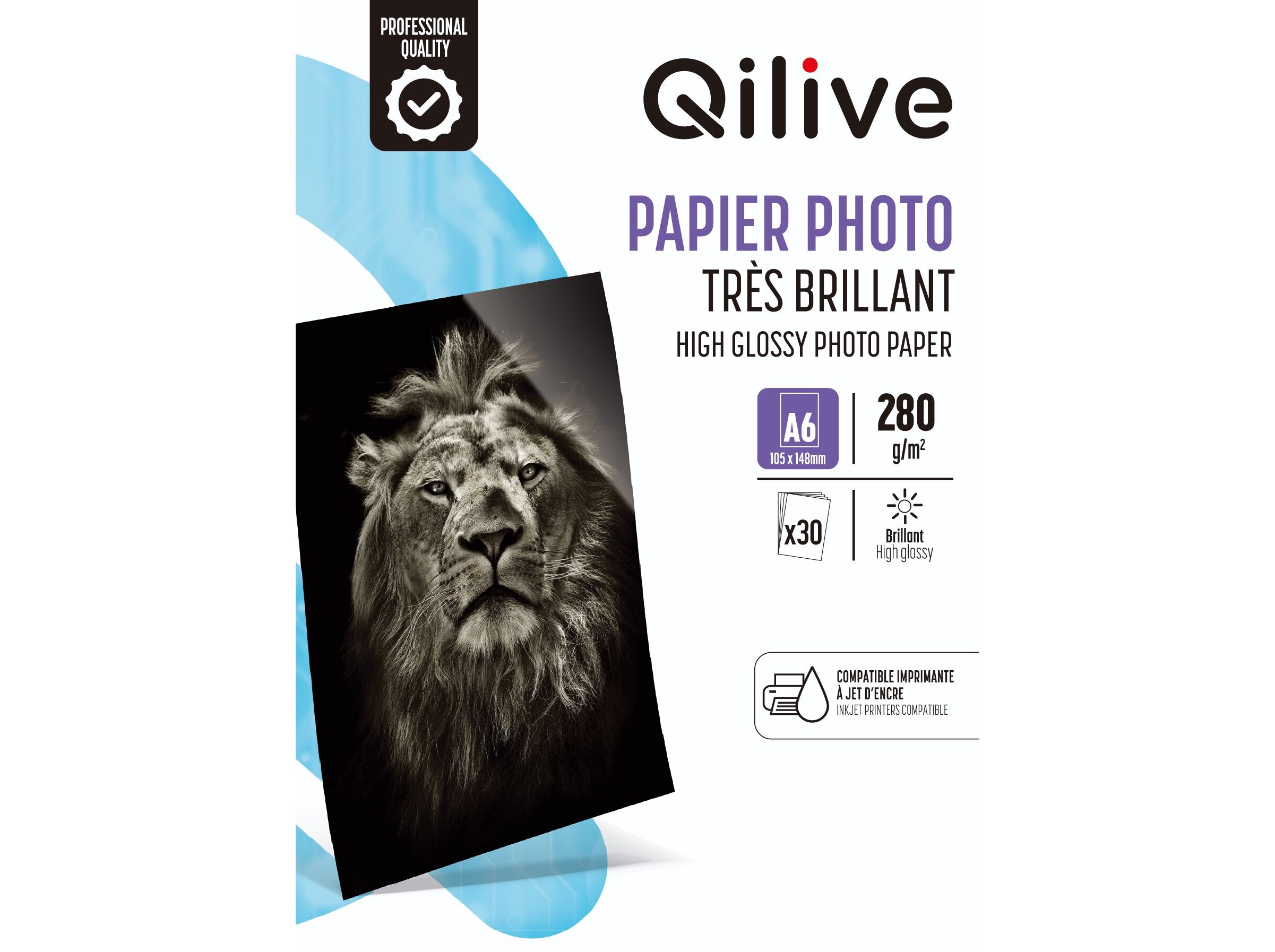PAPEL FOTO QILIVE 34985 HI-GLOSS A6 10X15MM - 30F image number 0