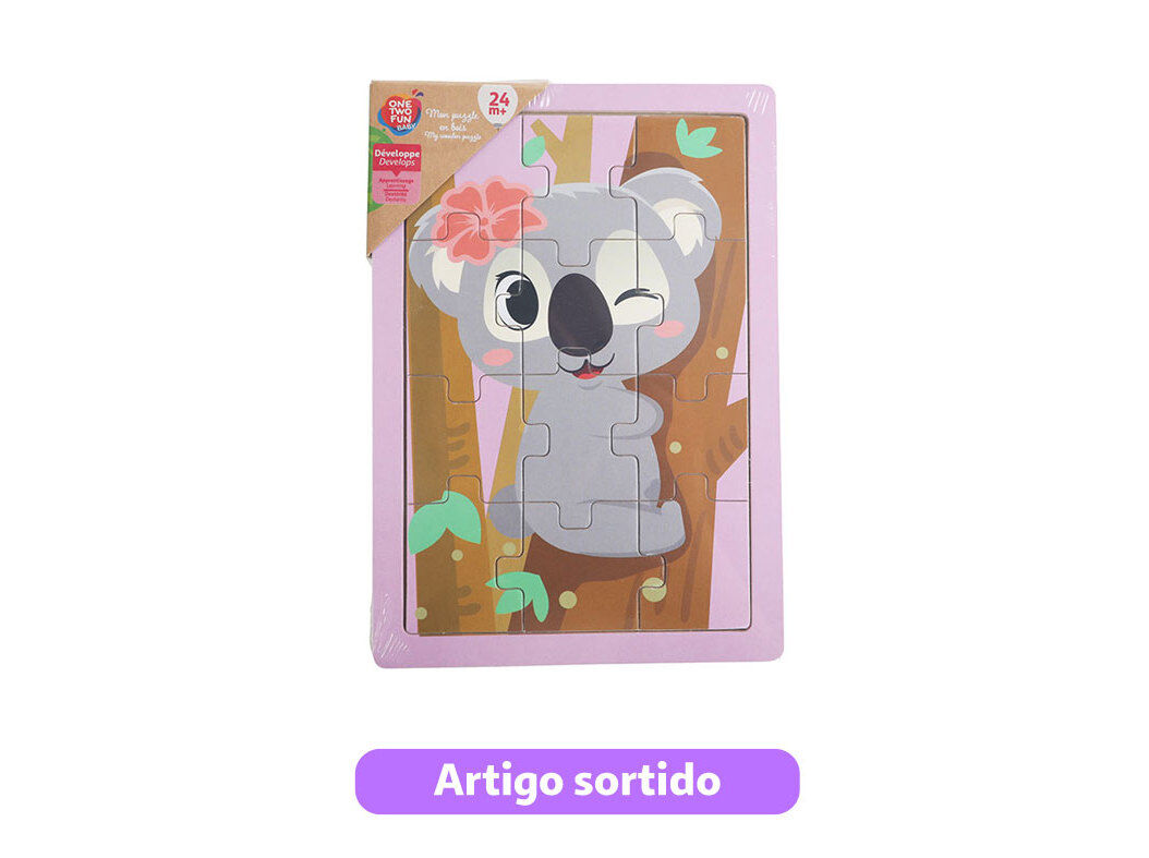 PUZZLE ANIMAIS ONE TWO FUN 12 PE&Ccedil;AS MODELOS SORTIDOS image number 1