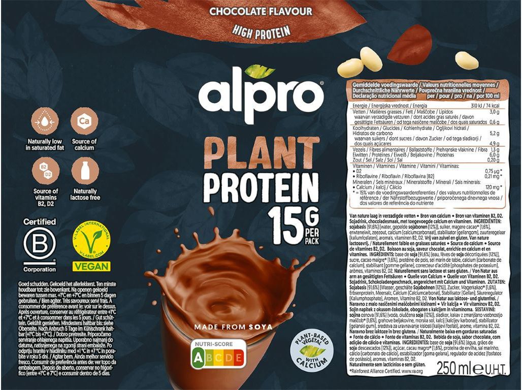 BEBIDA VEGETAL PROTE&Iacute;CA ALPRO CHOCOLATE 250ML image number 1