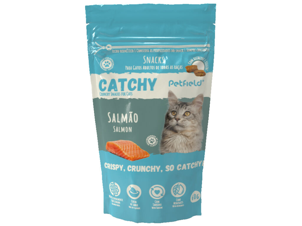 SNACKS P/GATO PETFIELD CATCHY SALM&Atilde;O 60GR