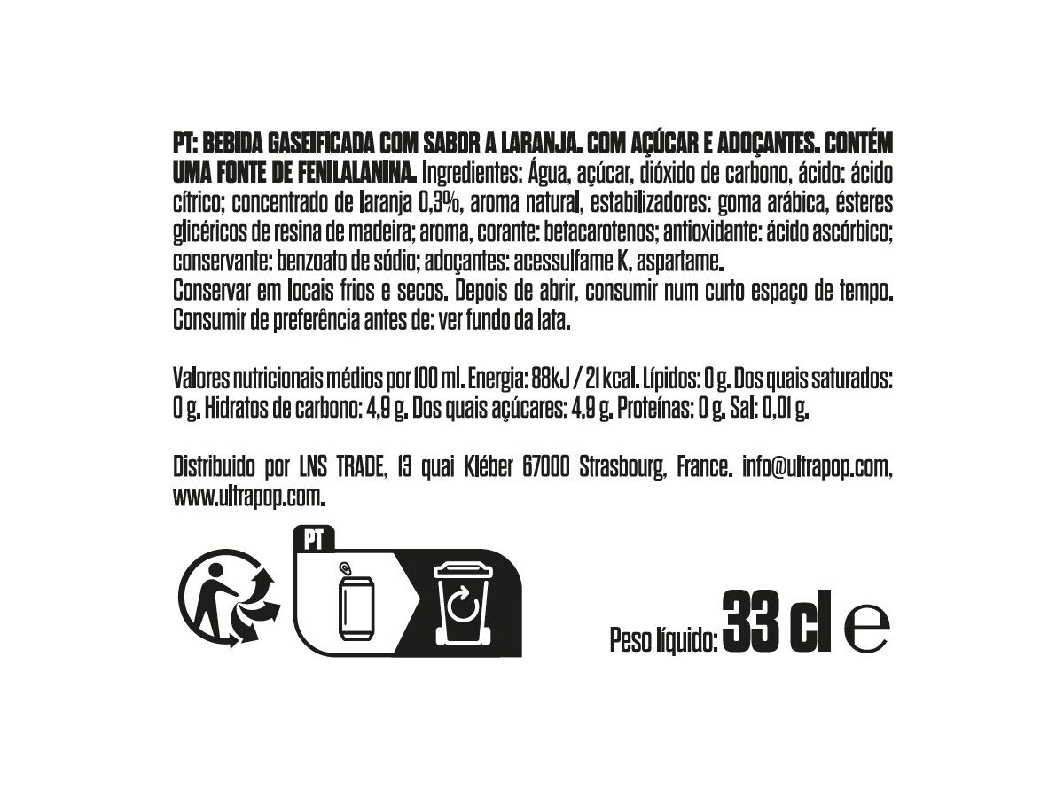 BEBIDA COM G&Aacute;S ULTRAPOP LARANJA NARUTO 330ML image number 1