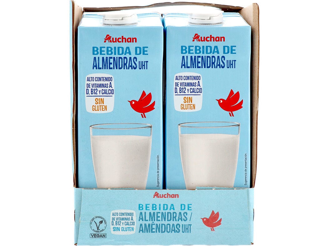 BEBIDA DE AM&Ecirc;NDOAS UHT AUCHAN SEM GL&Uacute;TEN 6X1L
