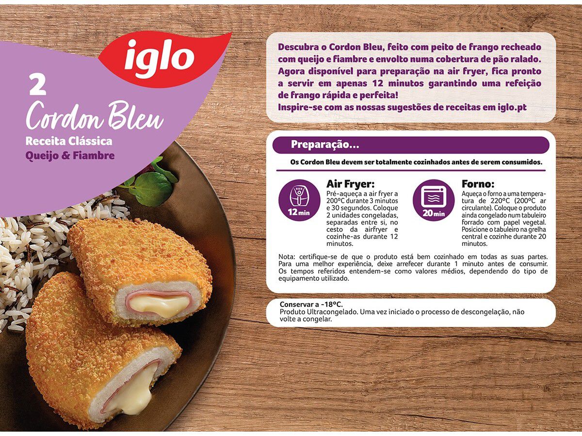 CROCANTES IGLO FRANGO CORDON BLEU 200G image number 1