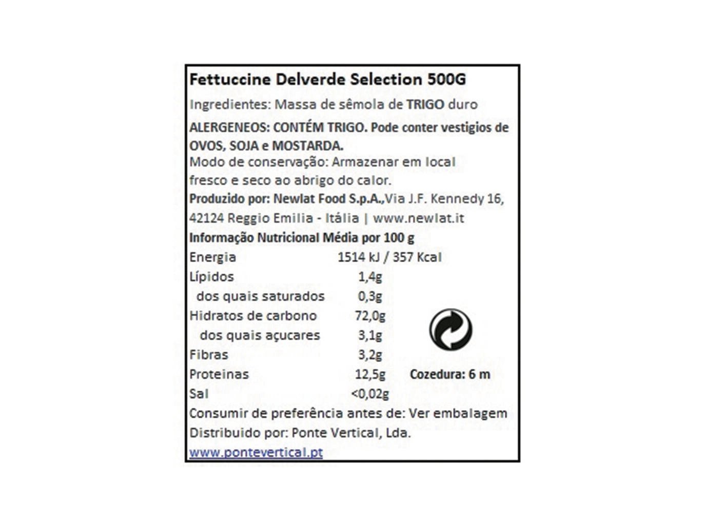 MASSA FETTUCINE DELVERDE SELECTION 500G image number 1