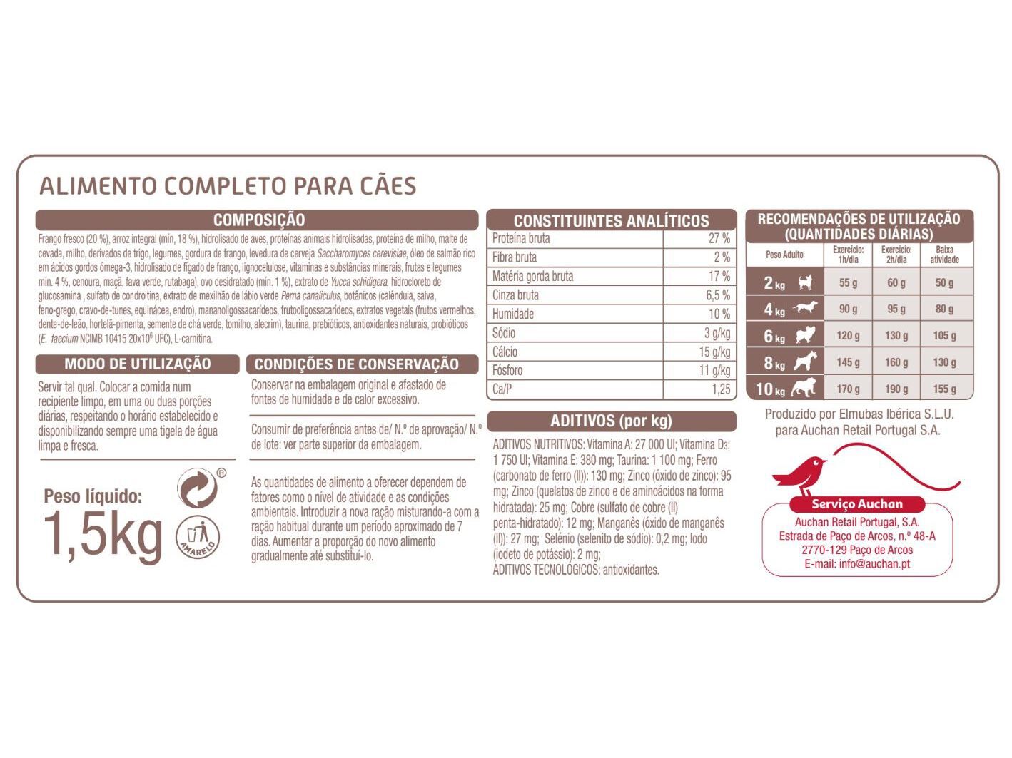 RA&Ccedil;&Atilde;O PARA C&Atilde;O AUCHAN EXPERT RA&Ccedil;AS PEQUENAS RICO EM FRANGO FRESCO 1.5KG image number 1