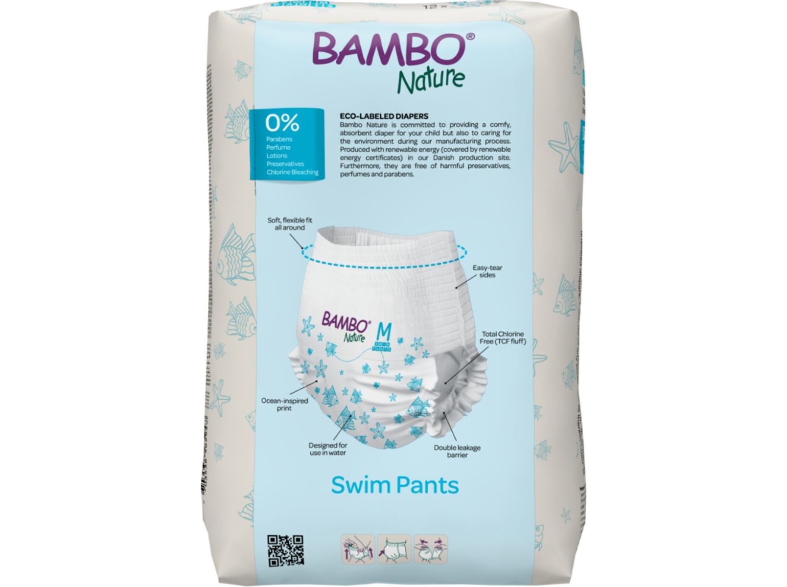 FRALDAS BAMBO NATURE SWIM M 12KG+ 12UN image number 1
