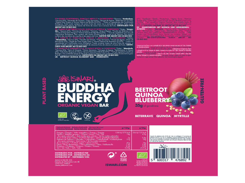 BARRA ISWARI ENERG&Eacute;TICA BETERRABA E QUINOA BIO 35G image number 1