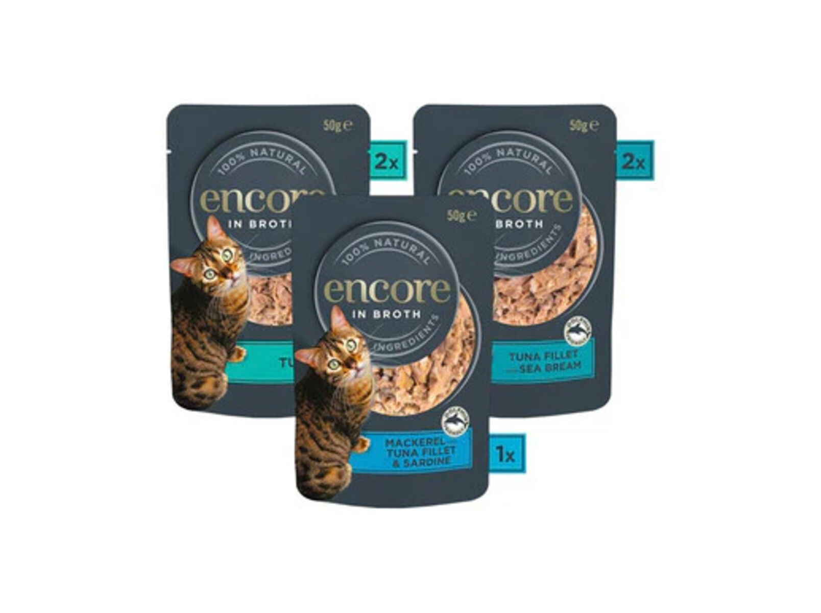 COMIDA H&Uacute;MIDA PARA GATO ENCORE SELE&Ccedil;&Atilde;O PEIXE 5X50G image number 1