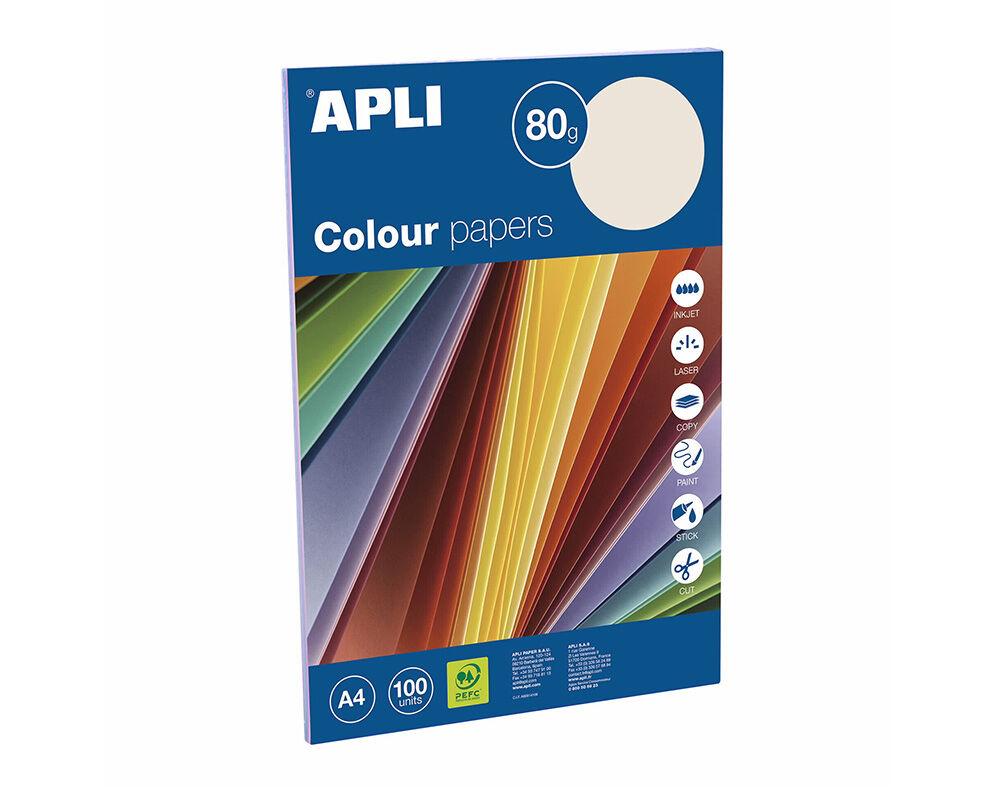 PAPEL COLORIDO A4 APLI CORES SUAVES 100 FOLHAS 80G