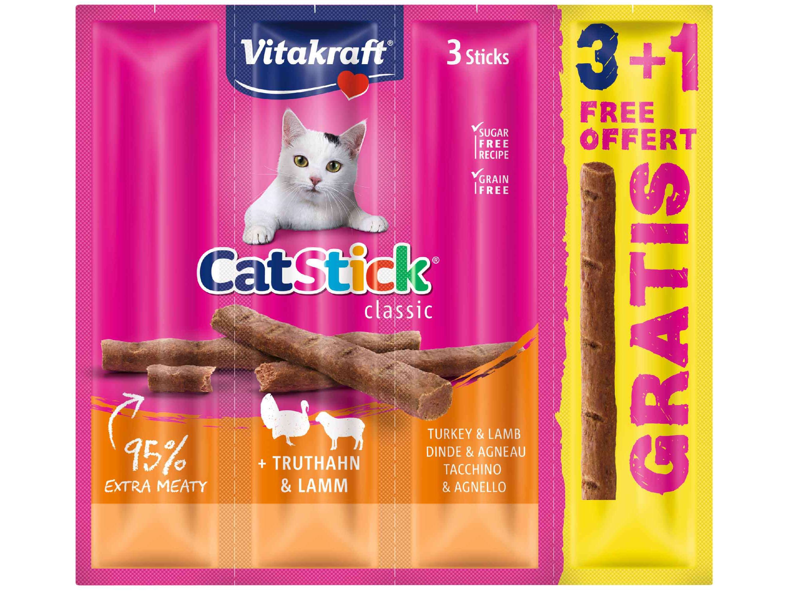 SNACKS PARA GATO VITAKRAFT PERU E BORREGO 3+1 UNIDADES image number 1