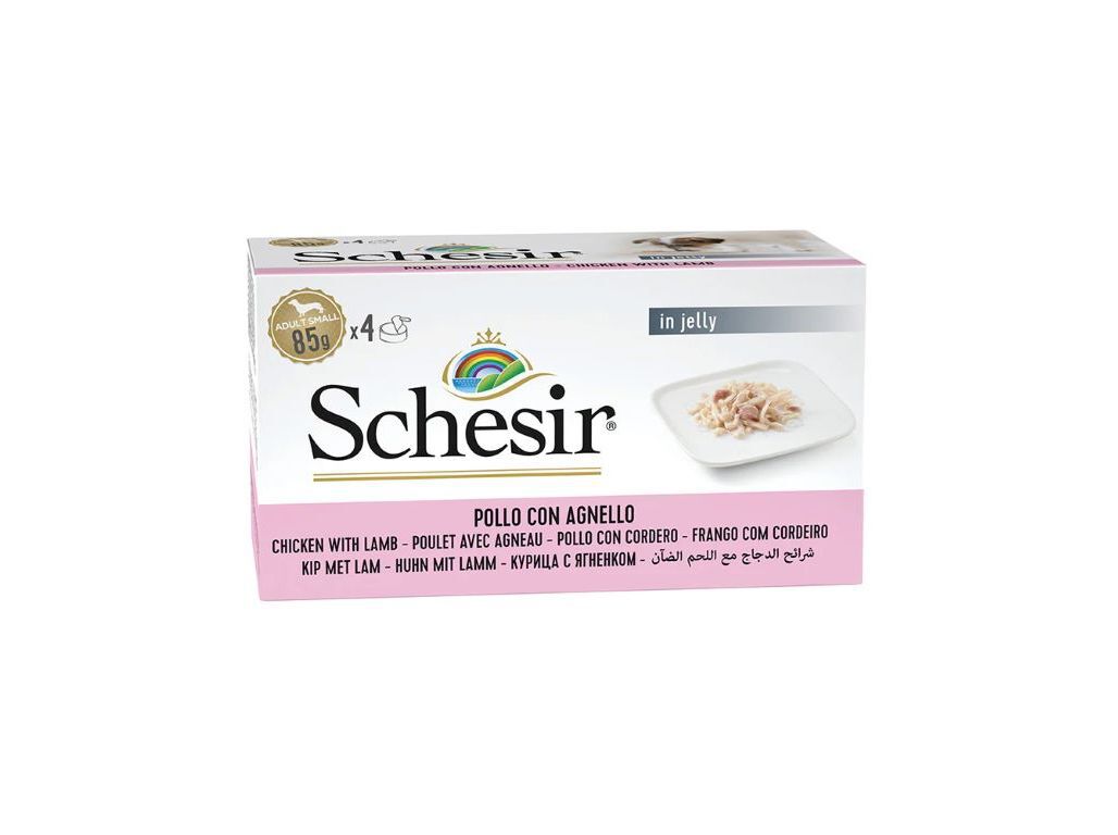 COMIDA H&Uacute;MIDA C&Atilde;O SCHESIR FRANGO/CORDEIRO 4X85G image number 1