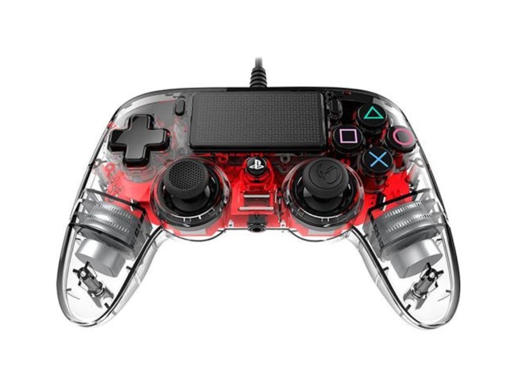 COMANDO COM FIO NACON PARA PS4 (VERMELHO / TRANSPARENTE)