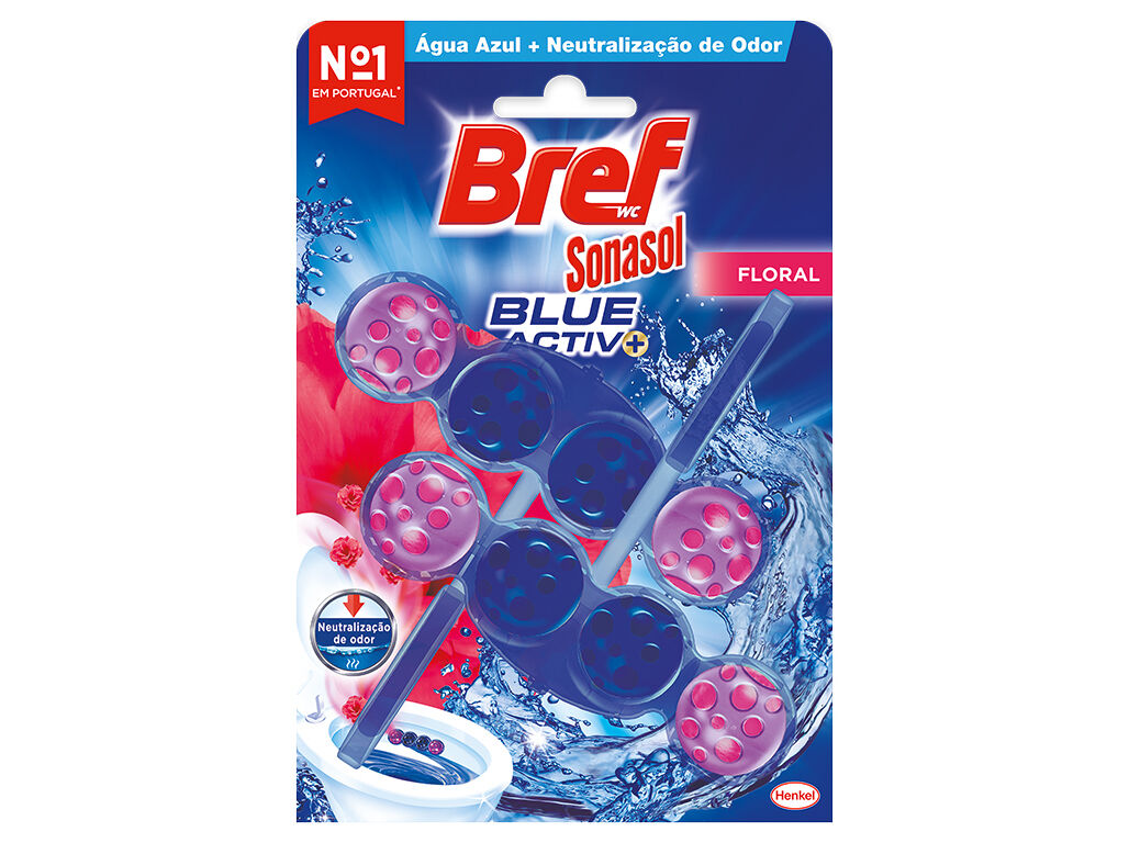 BLOCO BREF SONASOL SANIT&Aacute;RIO BLUE ACTIVE FLORAL 2X50G