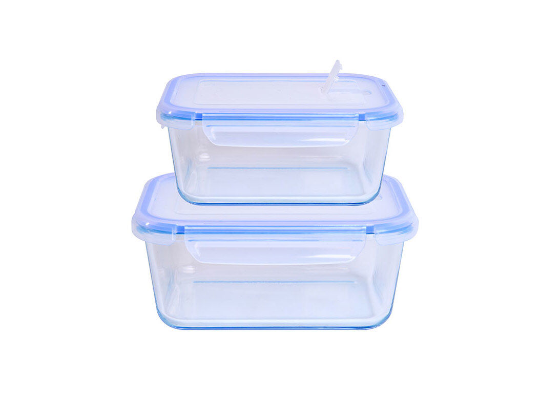 CONJUNTO DE 2 CAIXAS ACTUEL HERM&Eacute;TICAS RECTANGULAR DE VIDRO 0.9L+1.3L image number 0