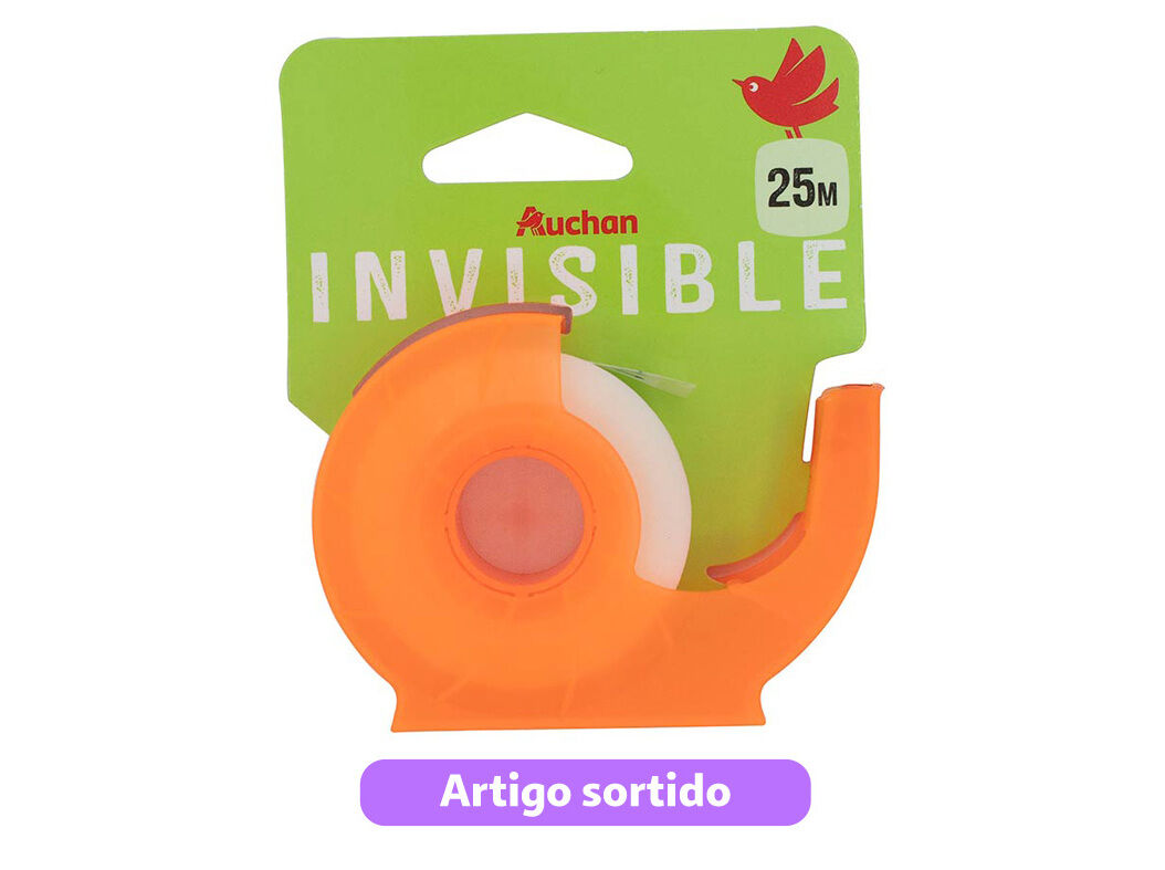 FITA COLA INVISIVEL AUCHAN COM DISPENSADOR 25M CORES SORTIDAS image number 3