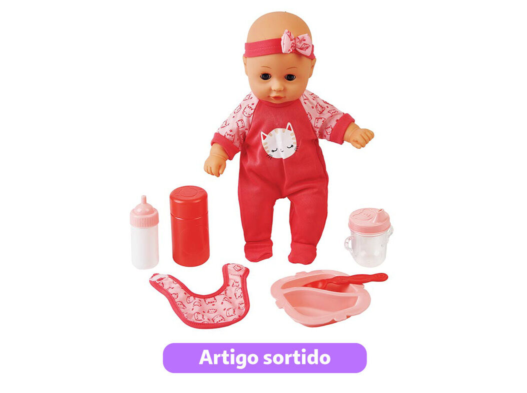 BONECO BEB&Eacute; COM ACESS&Oacute;RIOS DE ALIMENTA&Ccedil;&Atilde;O ONE TWO FUN 30CM MODELOS SORTIDOS image number 3