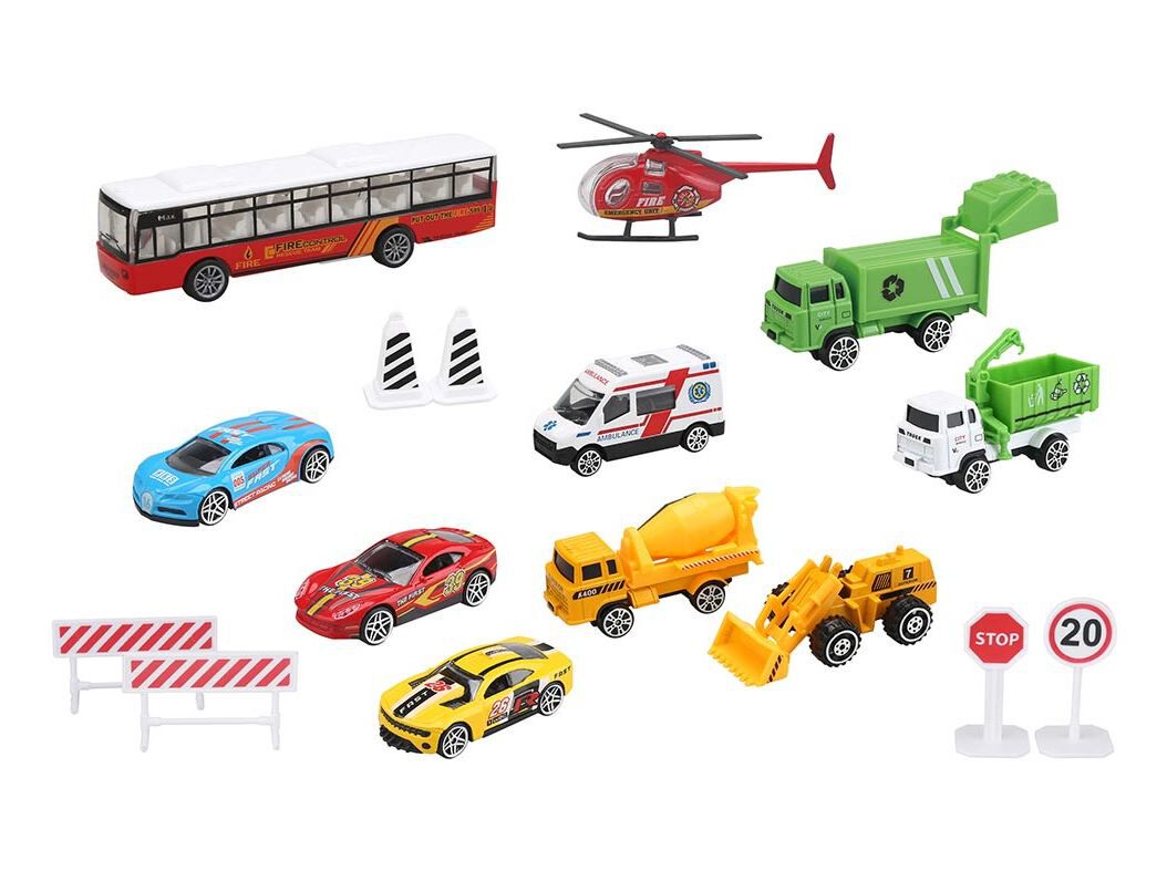 PLAYSET VEICULOS ONE TWO FUN 1:64 16 PE&Ccedil;AS image number 1