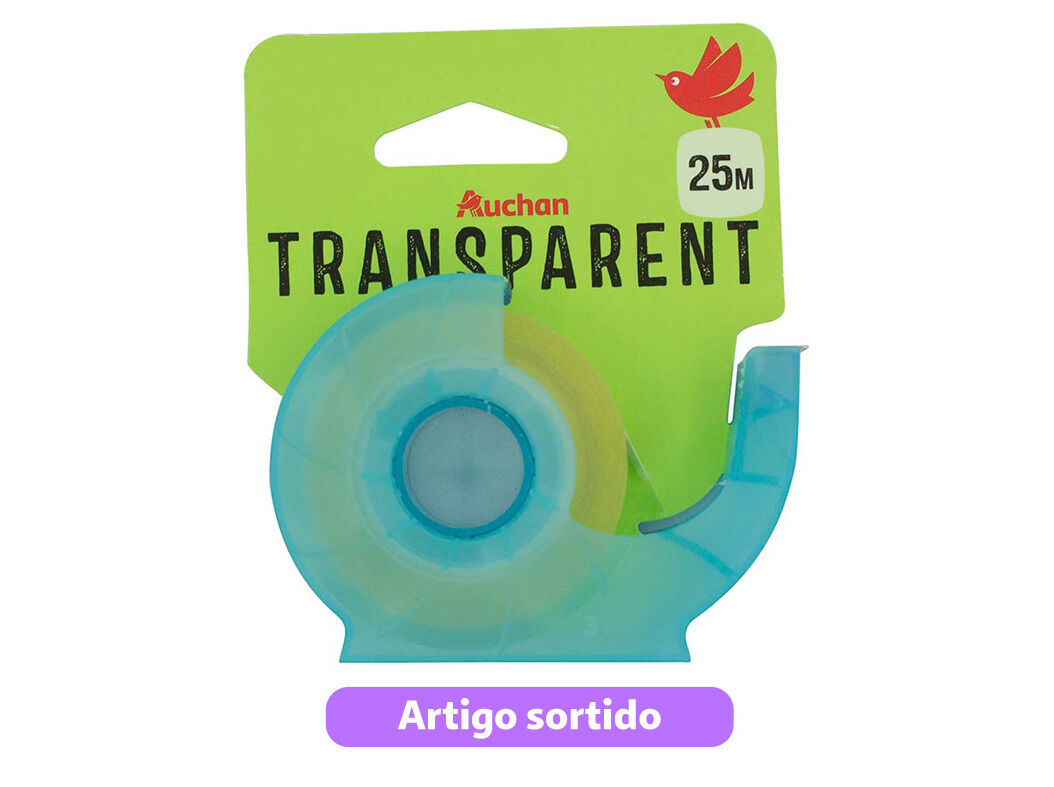 FITA COLA TRANSPARENTE AUCHAN COM DISPENSADOR 25M CORES SORTIDAS image number 2