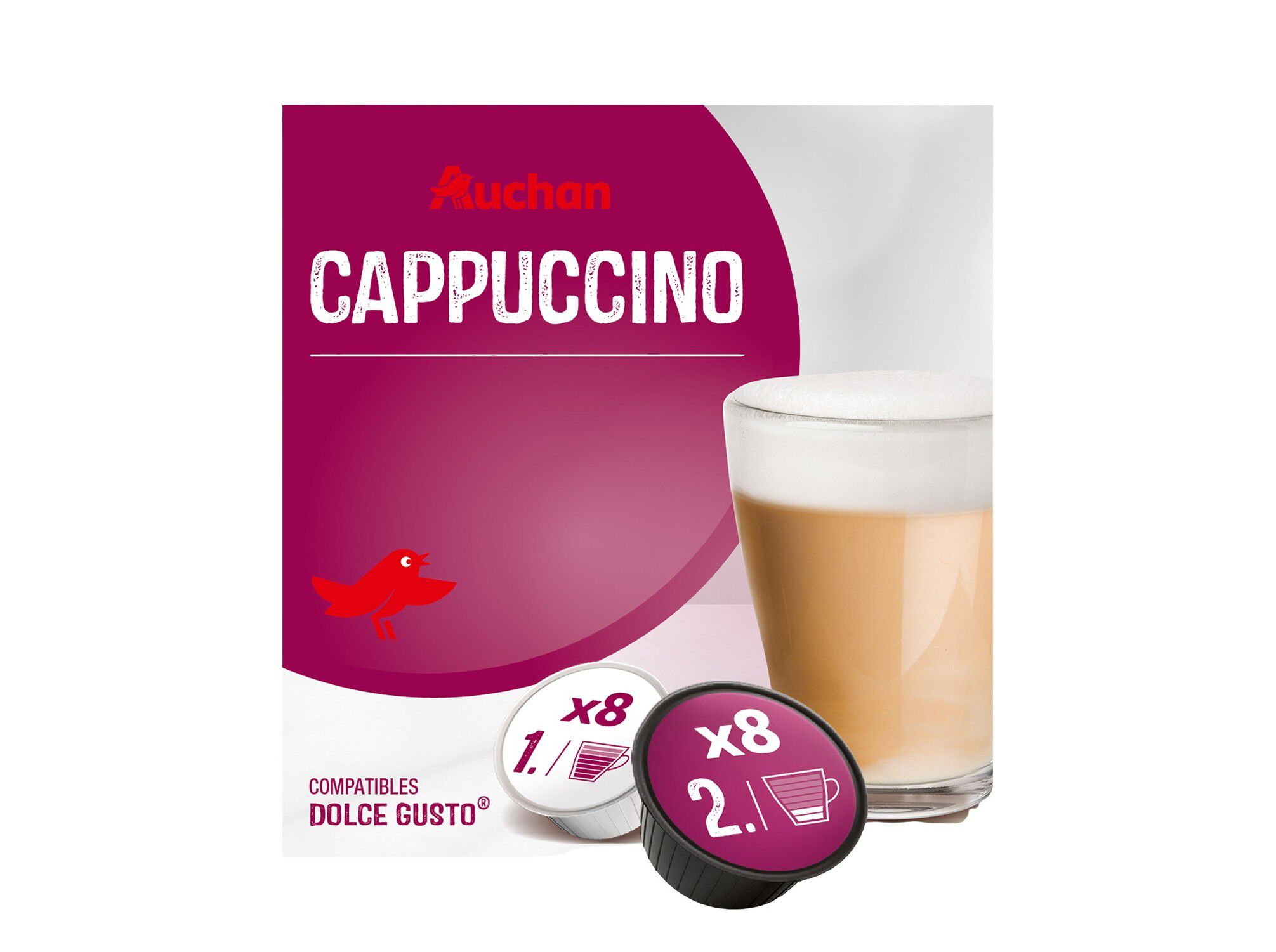 C&Aacute;PSULAS CAF&Eacute; DG AUCHAN CAPPUCCINO 16UN