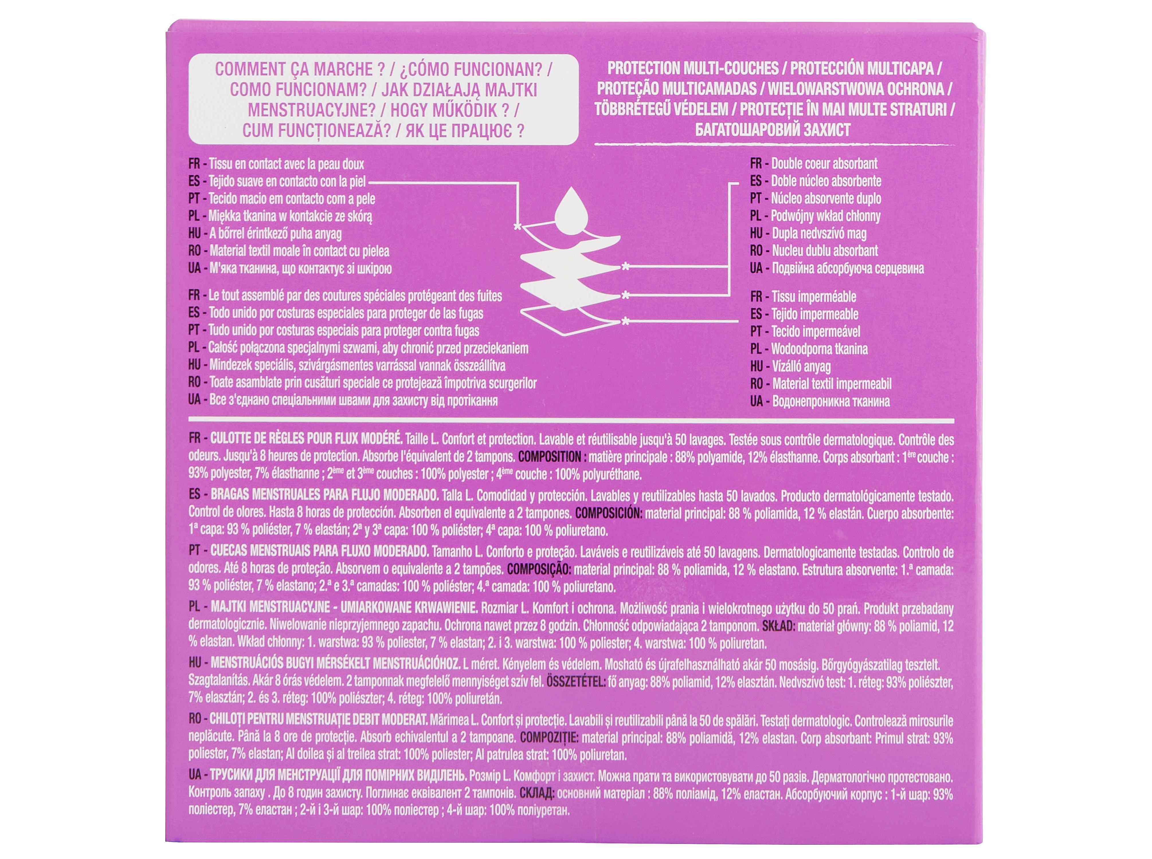 CUECAS MENSTRUAIS AUCHAN PRETO FLUXO MODERADO L 3UN image number 2