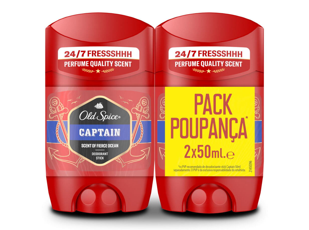 DEO STICK OLD SPICE CAPTAIN 2 X 50ML image number 0