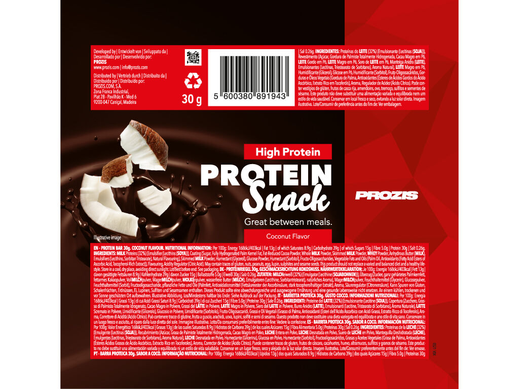 BARRA PROZIS PROTEIN SNACK C&Ocirc;CO 30G image number 1
