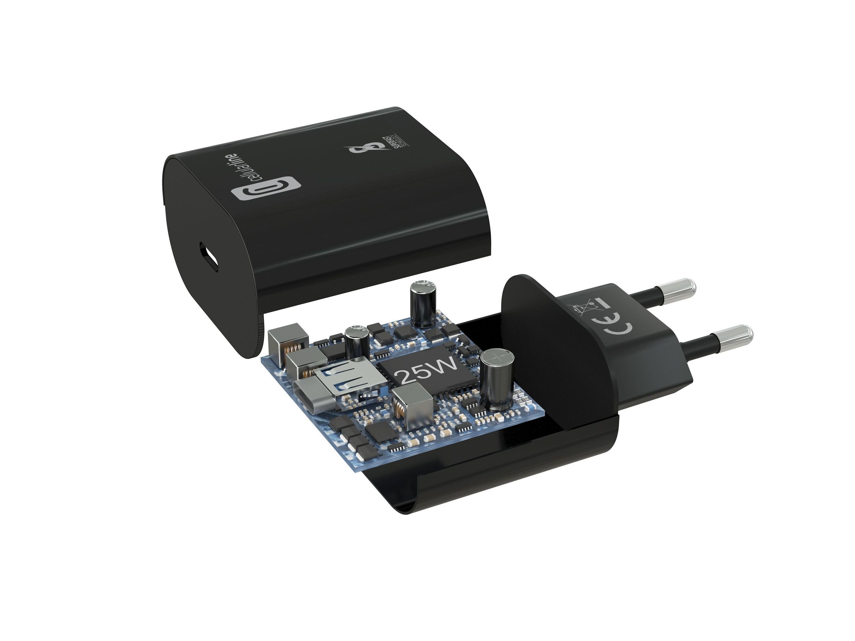 CARREGADOR + CABO CELLULARLINE 25W P/SAMSUNG PRETO USB-TYPE C image number 2