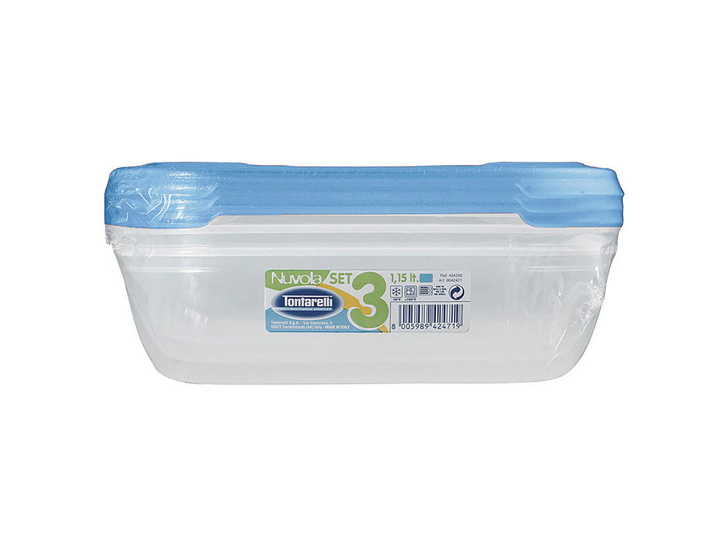 CONJUNTO DE 3 CAIXAS HERM&Eacute;TICAS ACTUEL PL&Aacute;STICO CINZENTO RECTANGULAR 1.15L image number 0