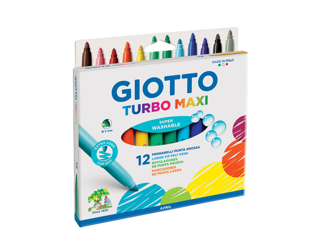 MARCADORES DE COLORIR LAV&Aacute;VEL GIOTTO TURBO MAXI 12 UNIDADES image number 0