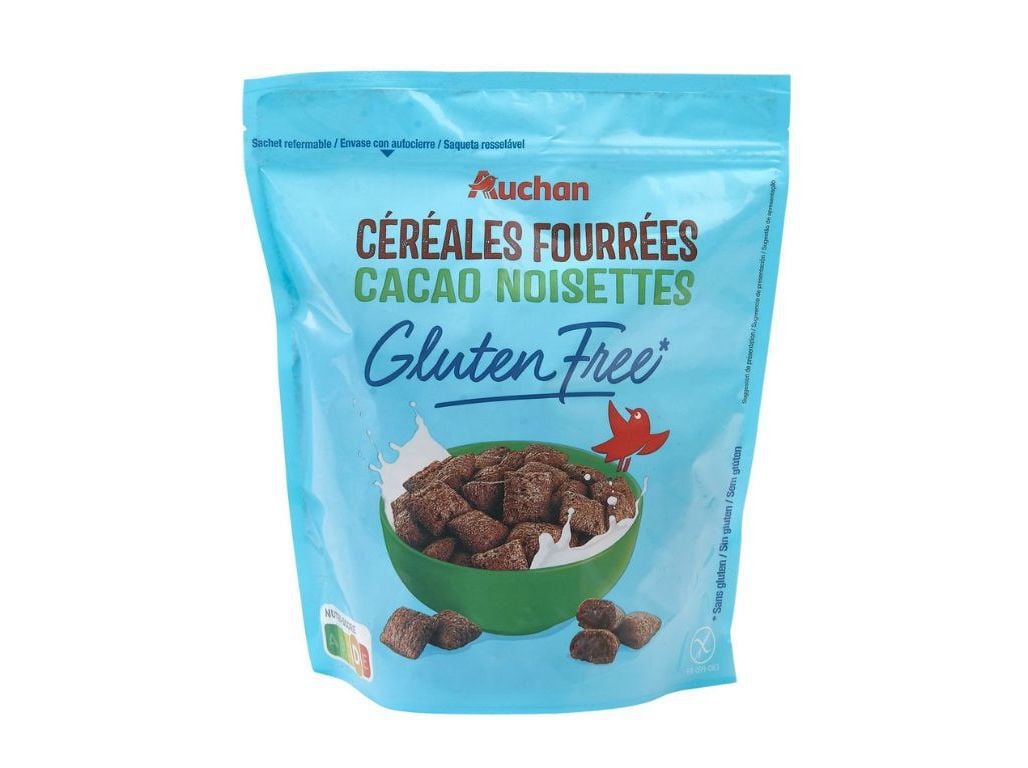 CEREAIS SEM GL&Uacute;TEN AUCHAN RECHEADOS CACAU E AVEL&Atilde;S 375G image number 0