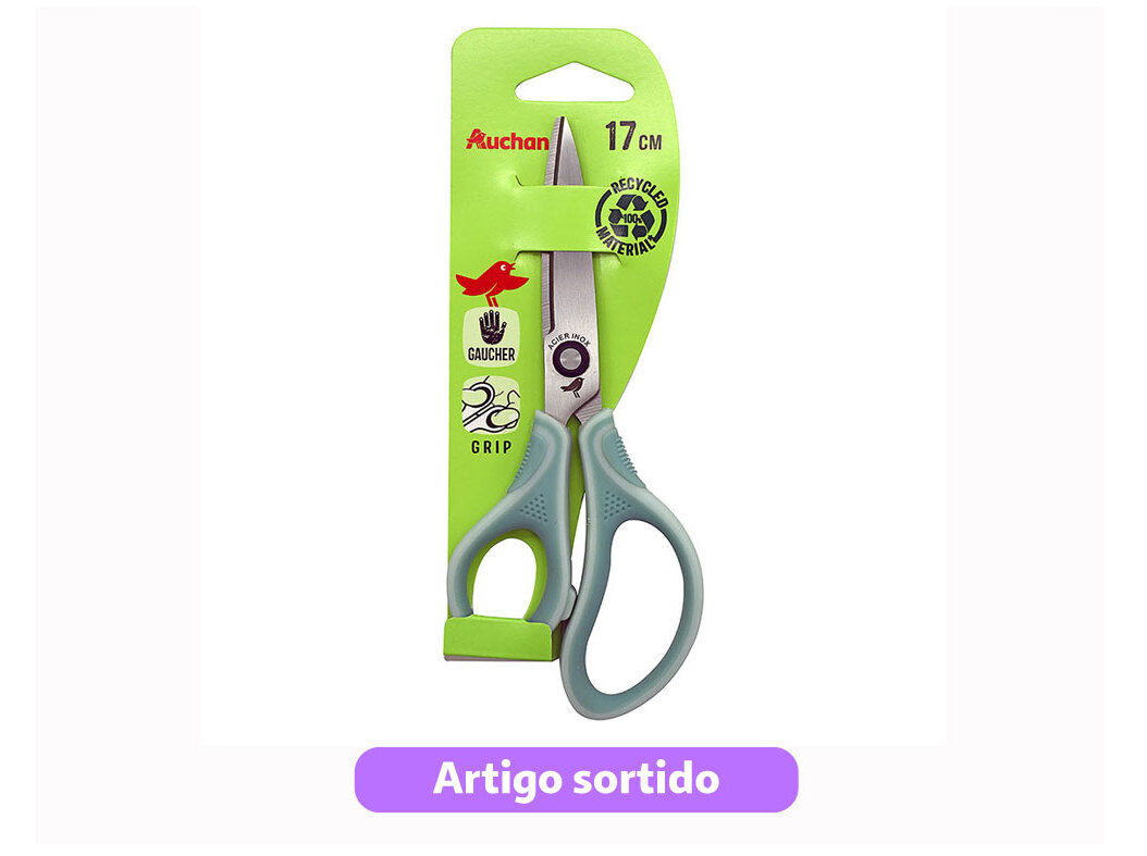 TESOURA PARA ESQUERDINOS AUCHAN 17CM BI-MATERIAL CORES SORTIDAS image number 4