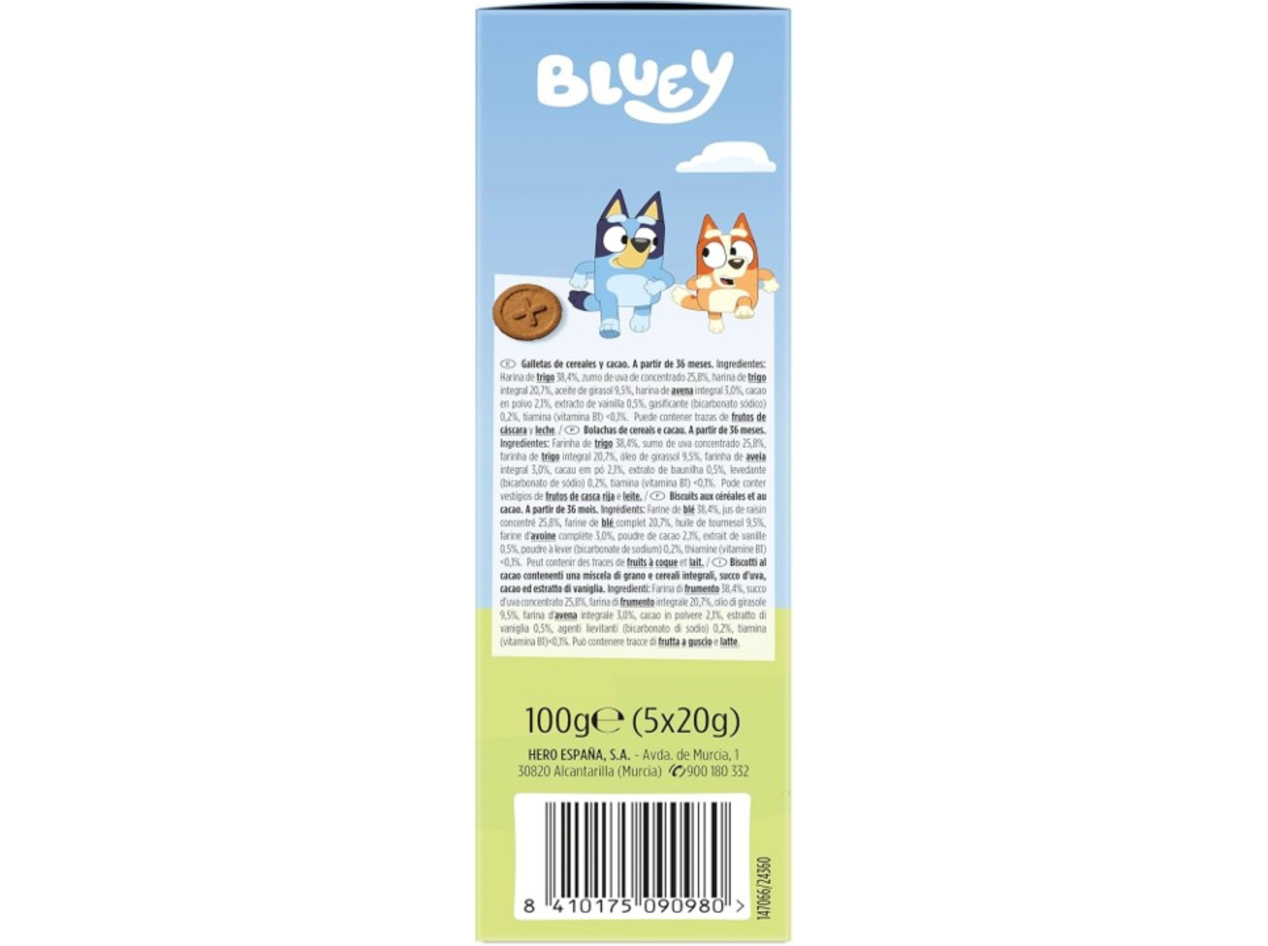 BOLACHAS HERO BLUEY CACAU 100G (5X20G) image number 2