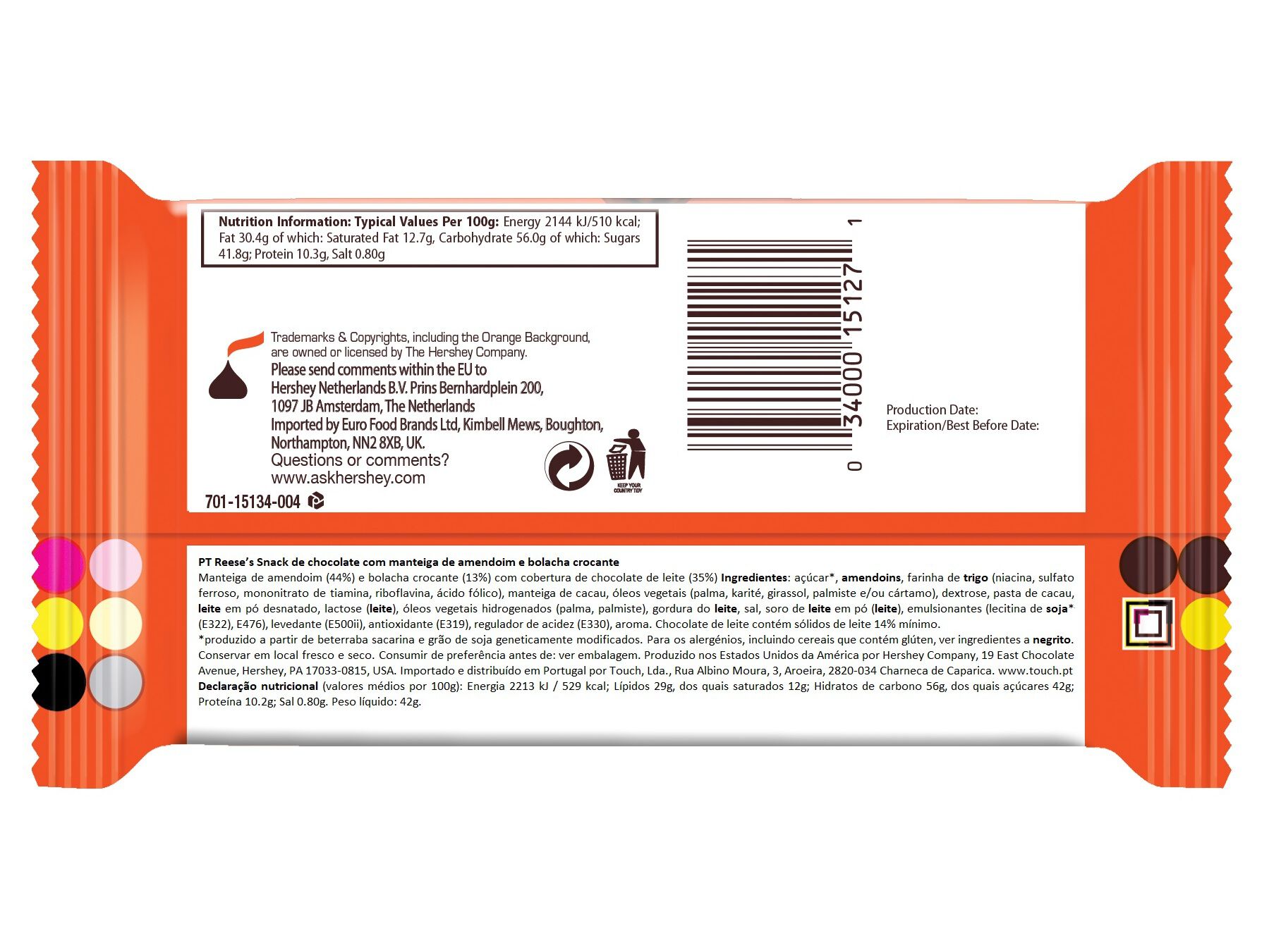 CHOCOLATE REESE'S MANTEIGA AMENDOIM STICKS 42 G image number 1