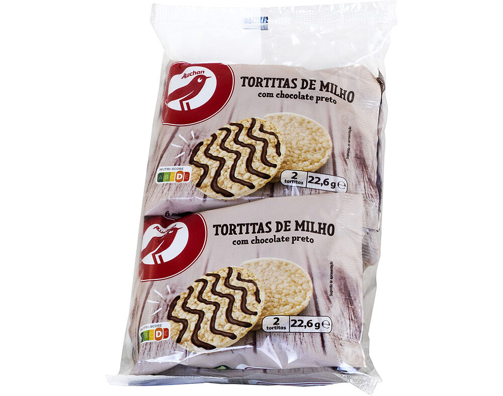 TORTITAS AUCHAN MILHO CHOCOLATE PRETO 4X22.6G