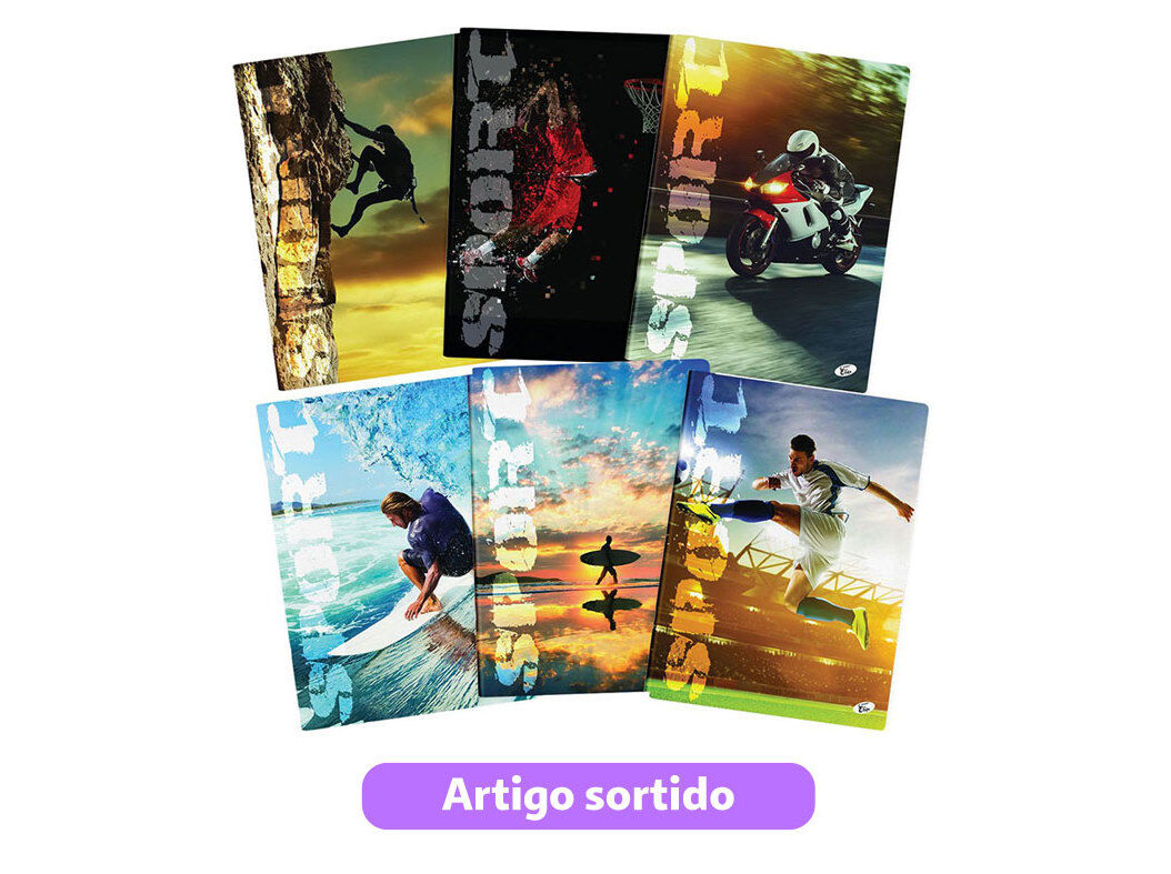 CADERNO AGRAFADO A4 SPORTS QUADRICULADO A4 48 FOLHAS MODELOS SORTIDOS image number 0