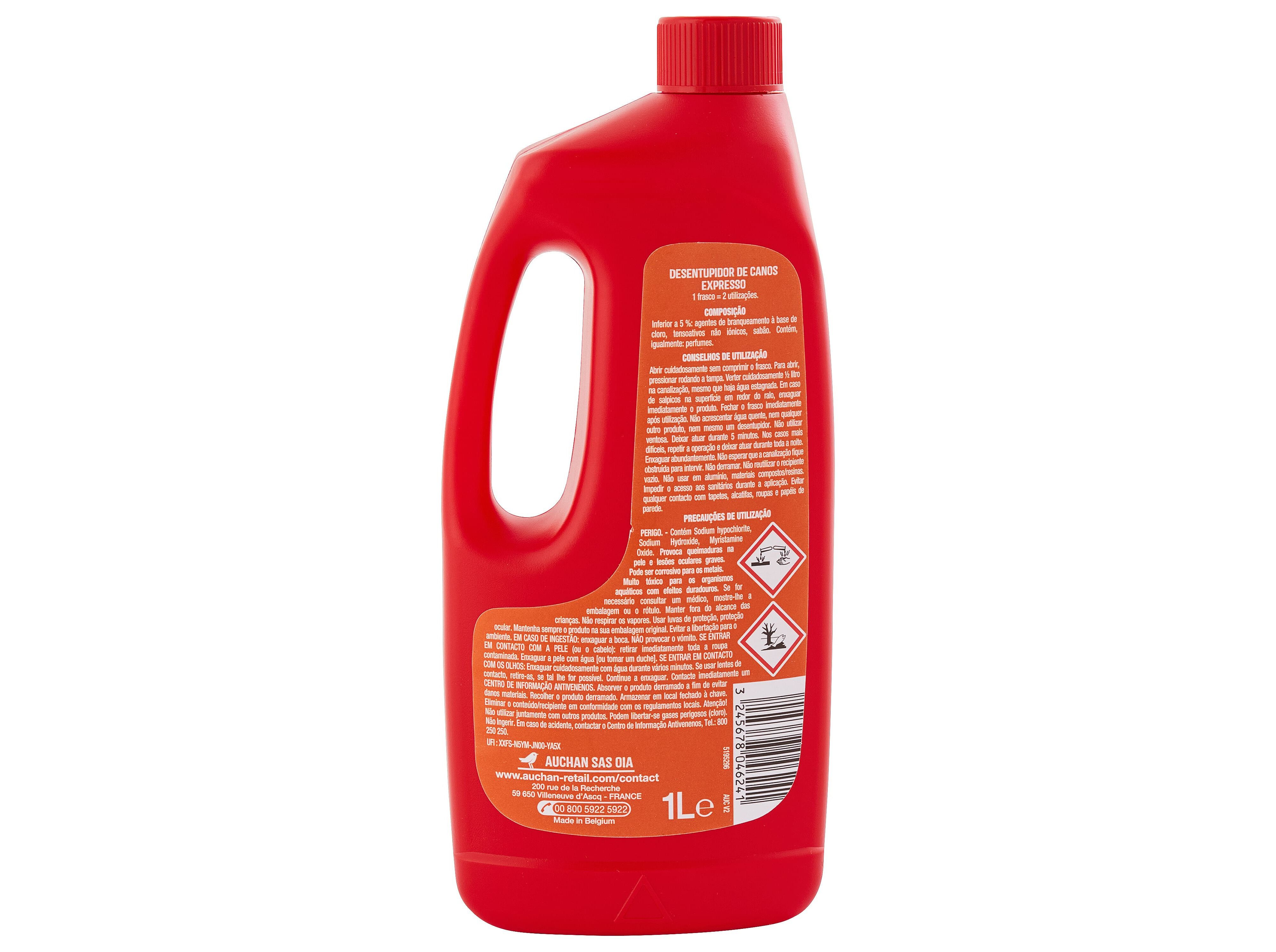 DESENTUPIDOR AUCHAN EXPRESSO DE CANOS GEL COM LIX&Iacute;VIA 1L image number 2