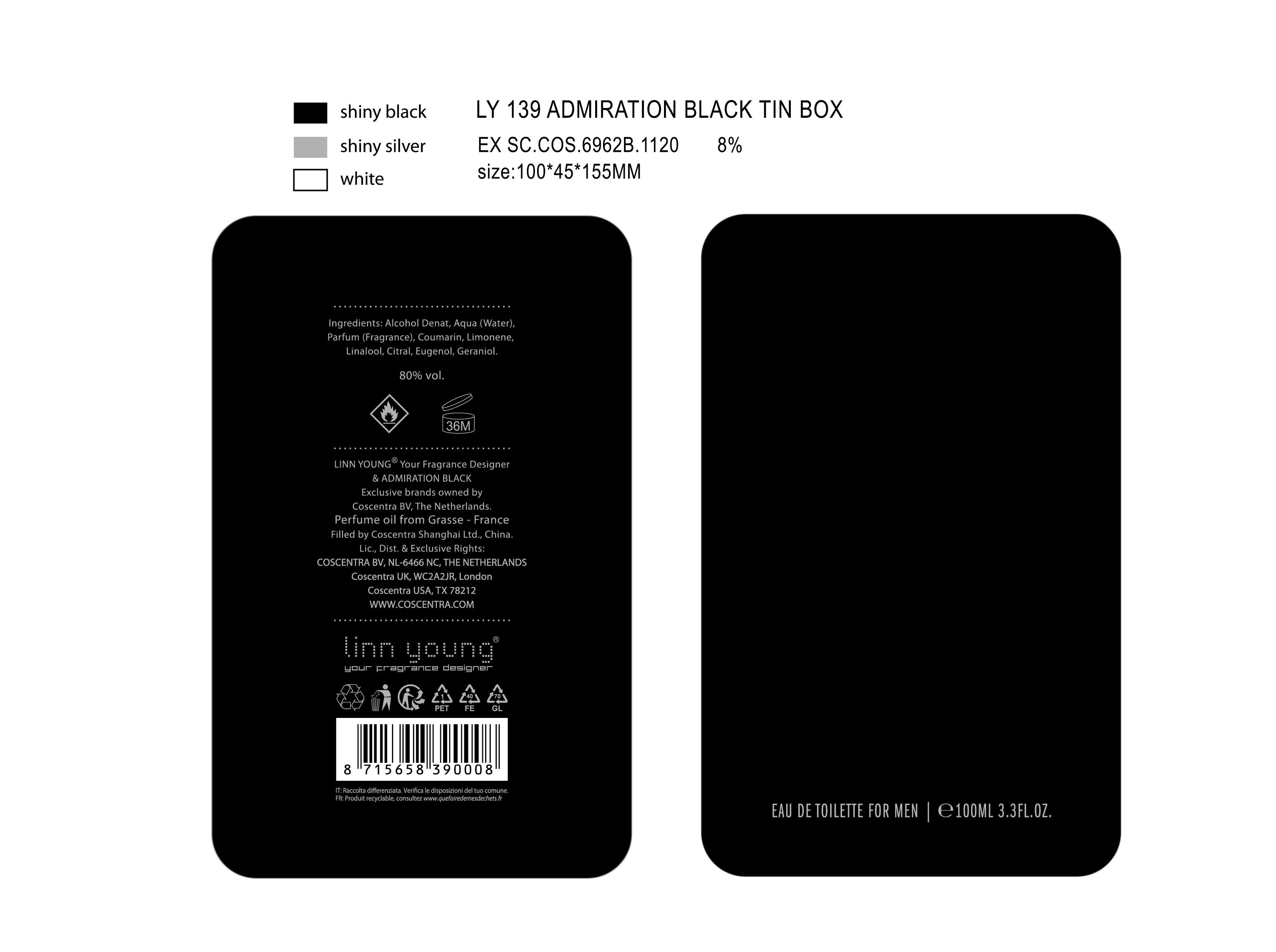 EAU DE TOILETTE LINN YOUNG ADMIRATION BLACK 100 ML image number 1