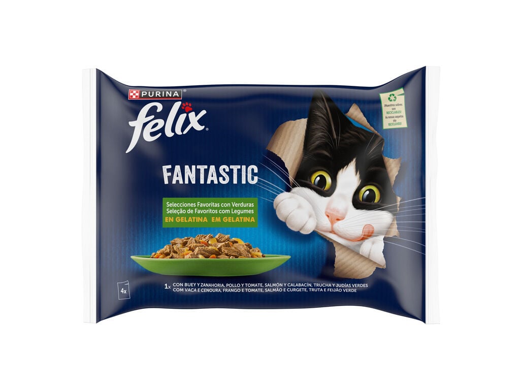 COMIDA H&Uacute;MIDA PARA GATO FELIX FANTASTIC LEGUMES 4X85G image number 1