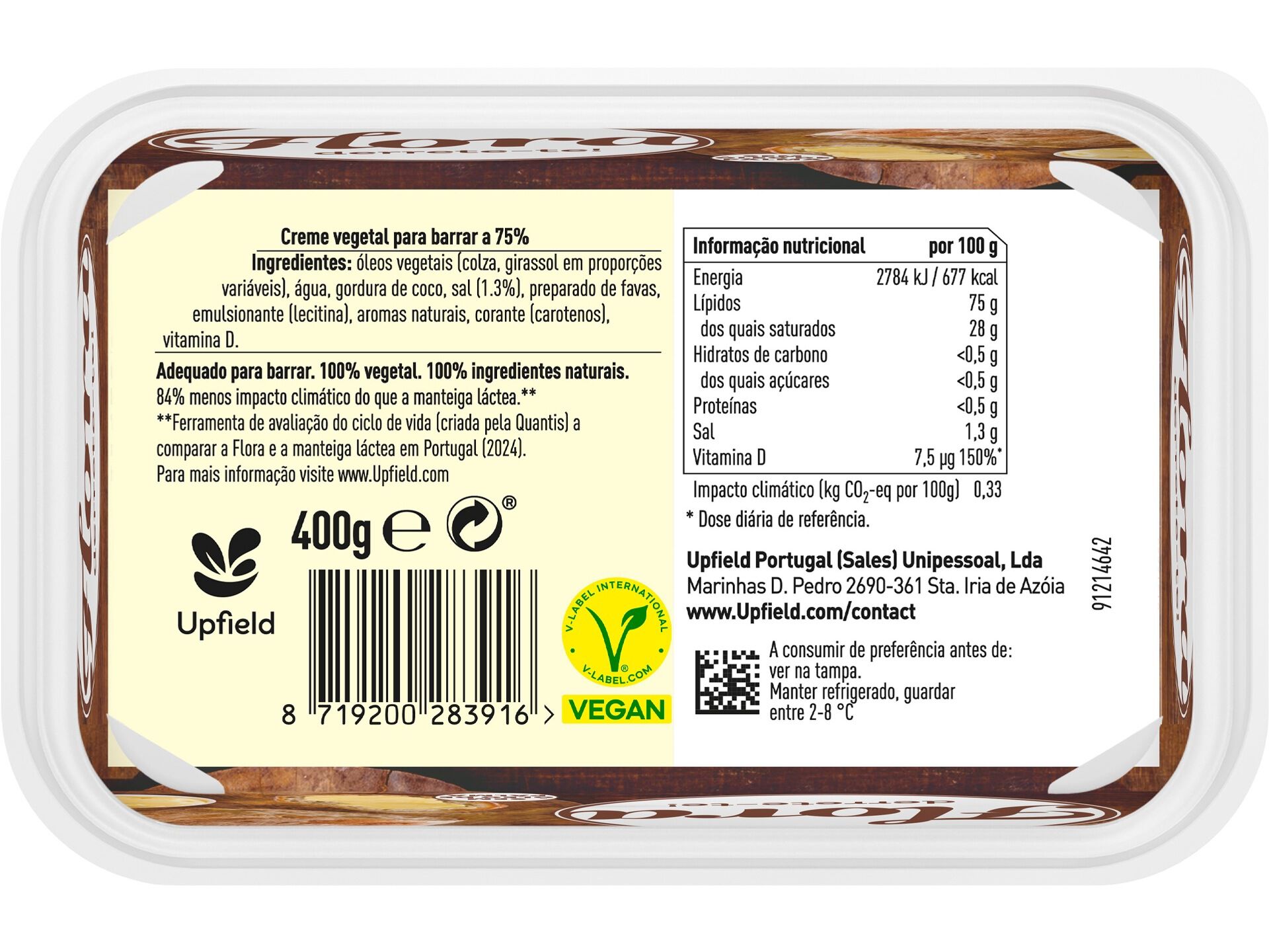 CREME VEGETAL FLORA PARA BARRAR 400G image number 1