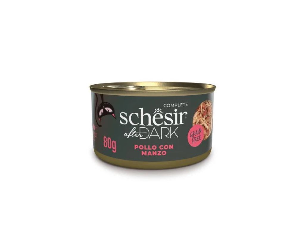 COMIDA H&Uacute;MIDA GATO SCHESIR DARK FRANGO/CARNE 80G image number 0
