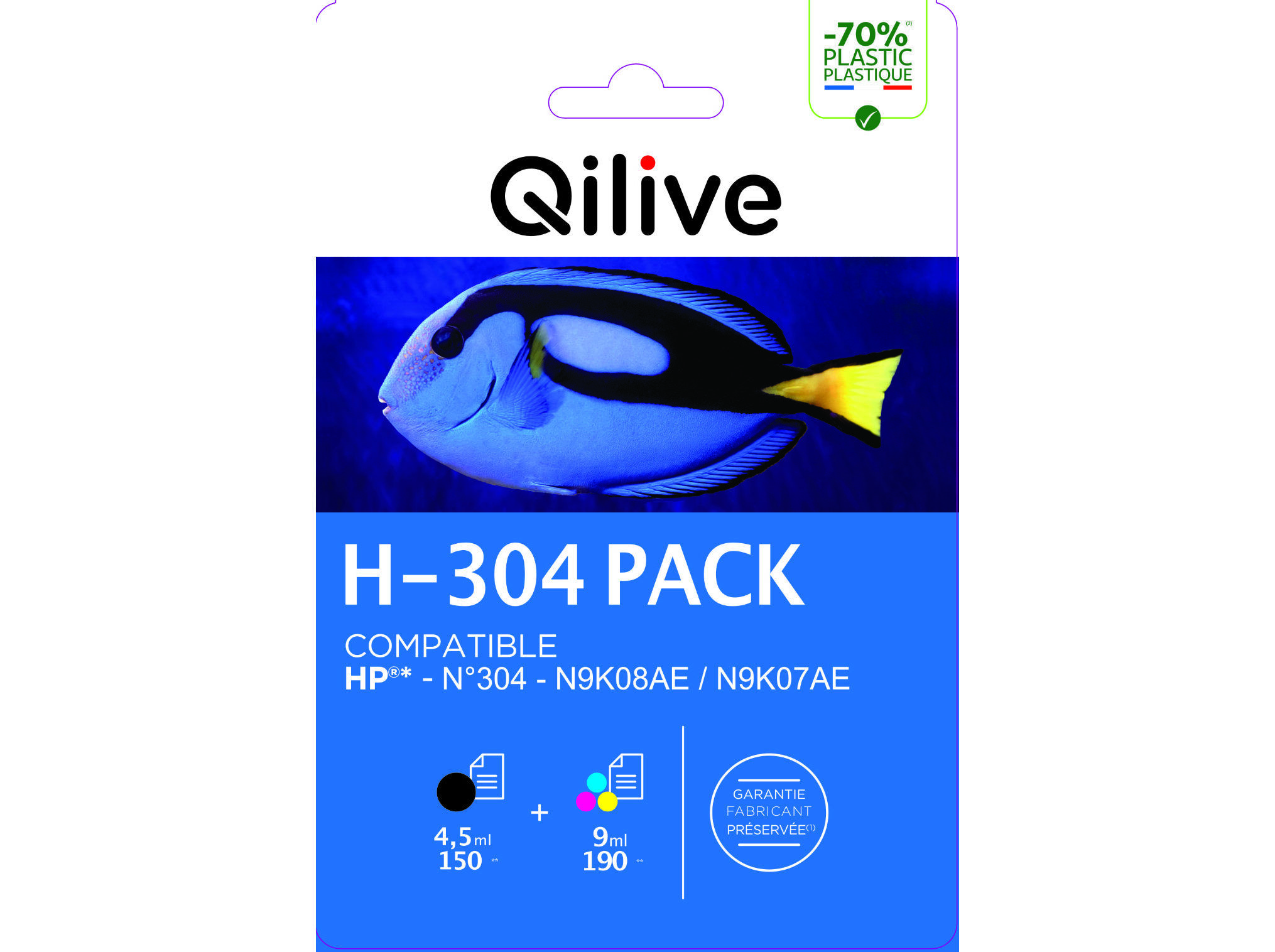 PACK TINTEIROS QILIVE COMPAT&Iacute;VEL HP 304 PRETO E COR