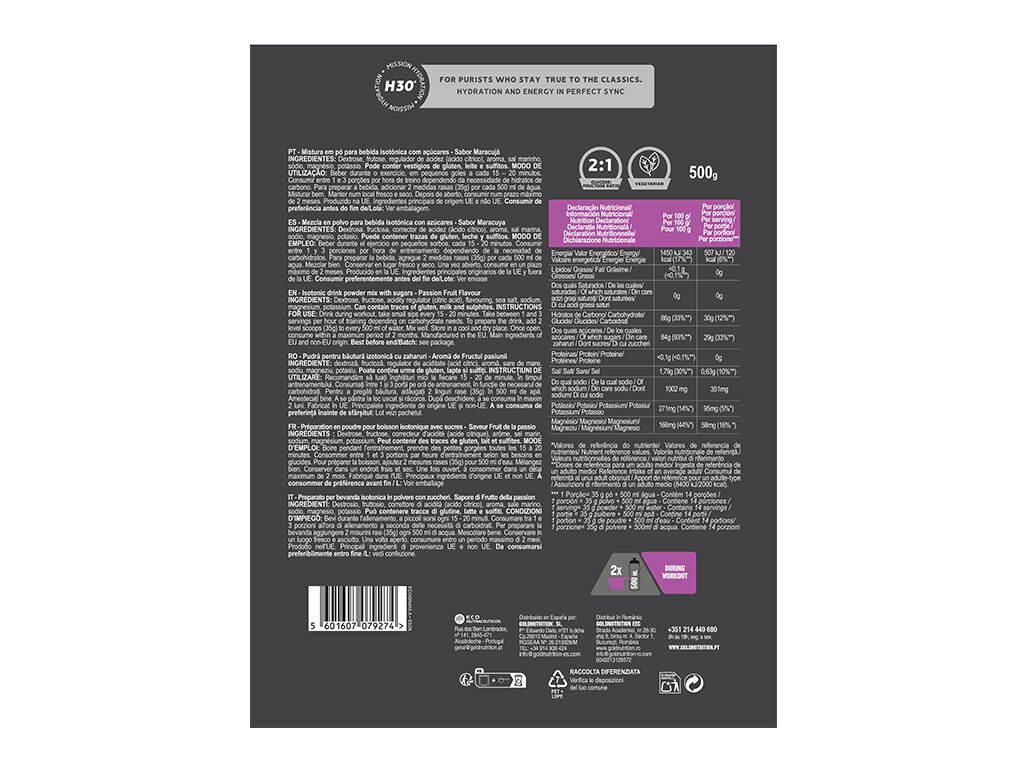 ISOTONIC GOLDNUTRITION HYDRATE H30 MARACUJ&Aacute; 50 G image number 1